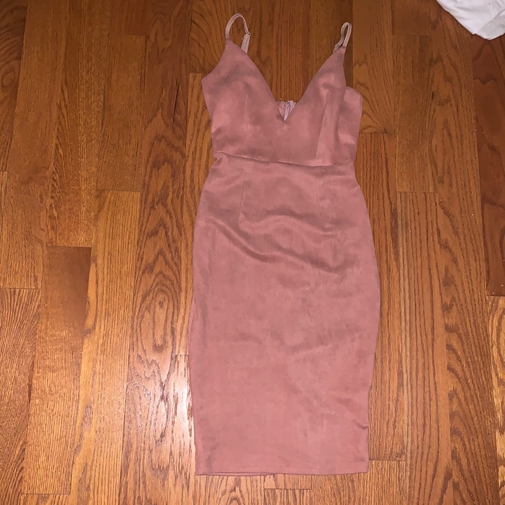suede rose pink dress